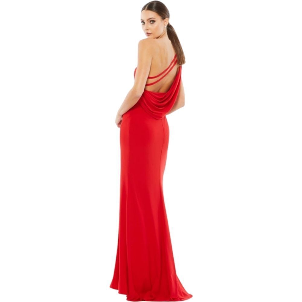 NWT Mac Duggal Ieena dress 26512 one shoulder draped‎ back Sz 2